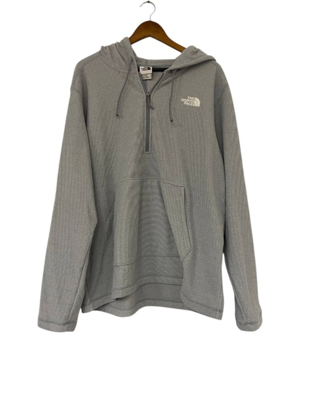 The North Face Mens Quarter-Zip Hoodie Size XL Gray Waffle Knit NF0A5A7UDYX